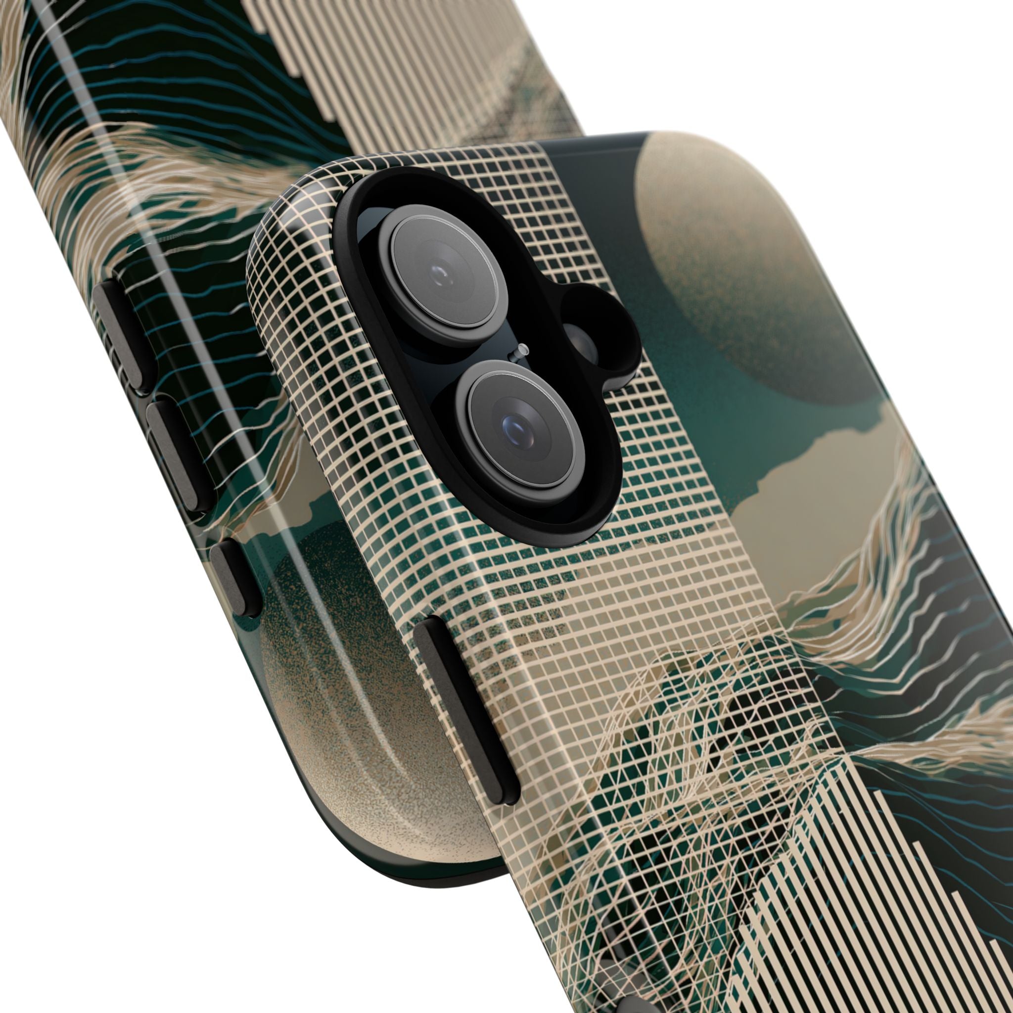 Green Tough Phone Case for iPhone - Lunar Moss Topography