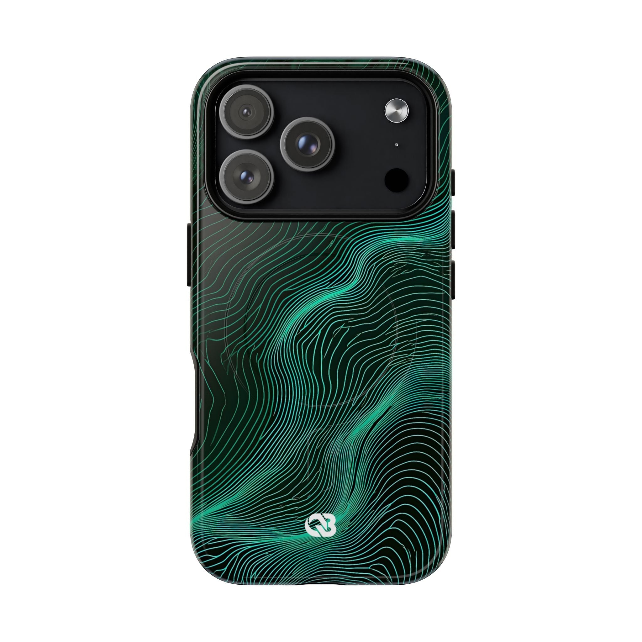 Teal Tough 2.0 Magsafe Phone Case for iPhone - Neon Jade Contour