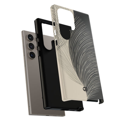 Beige Tough Phone Case for Samsung - Obsidian Cream Plume