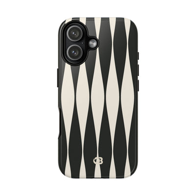 Black Tough Phone Case for iPhone - Ivory Spindle Grid