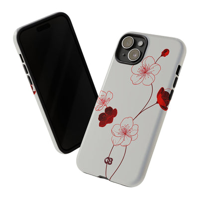 Red Tough Phone Case for iPhone - Kyoto Ember Bloom
