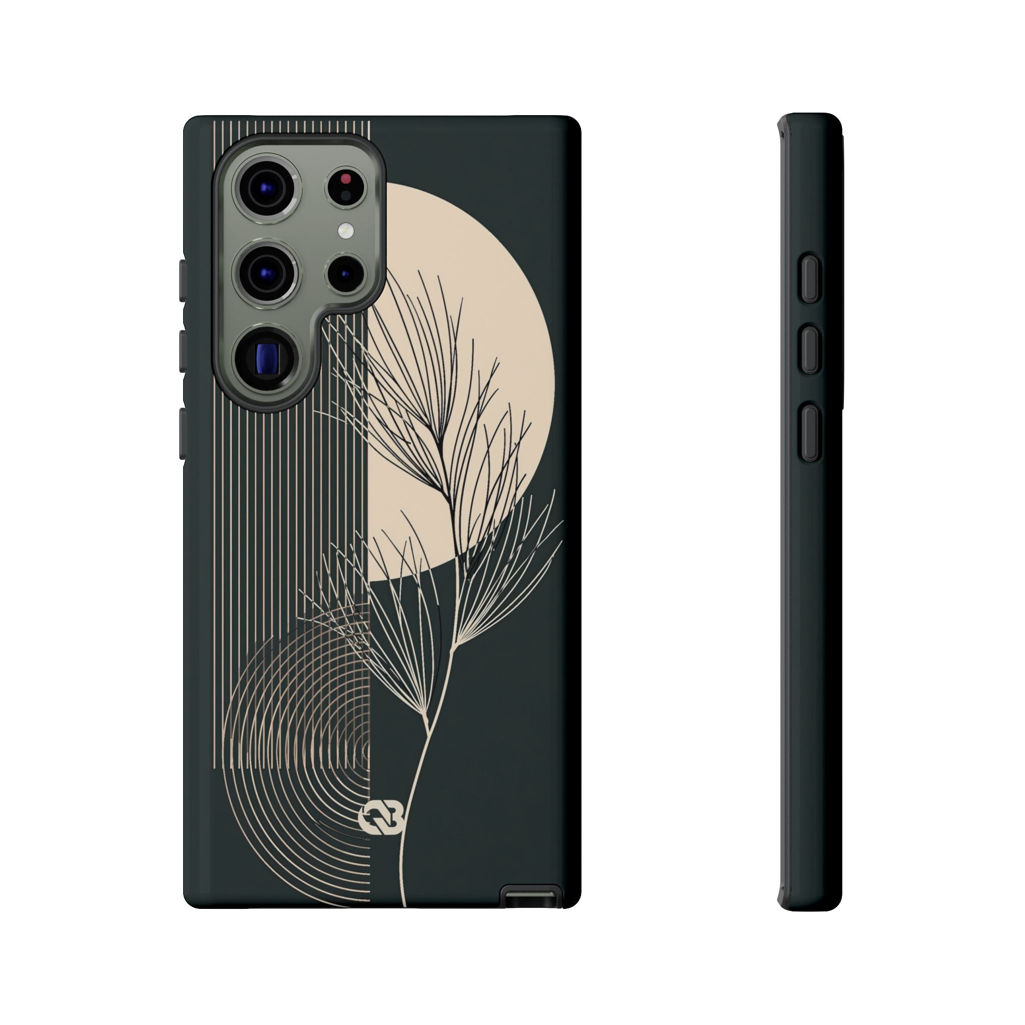 Black Tough Phone Case for Samsung - Obsidian Sand Willow