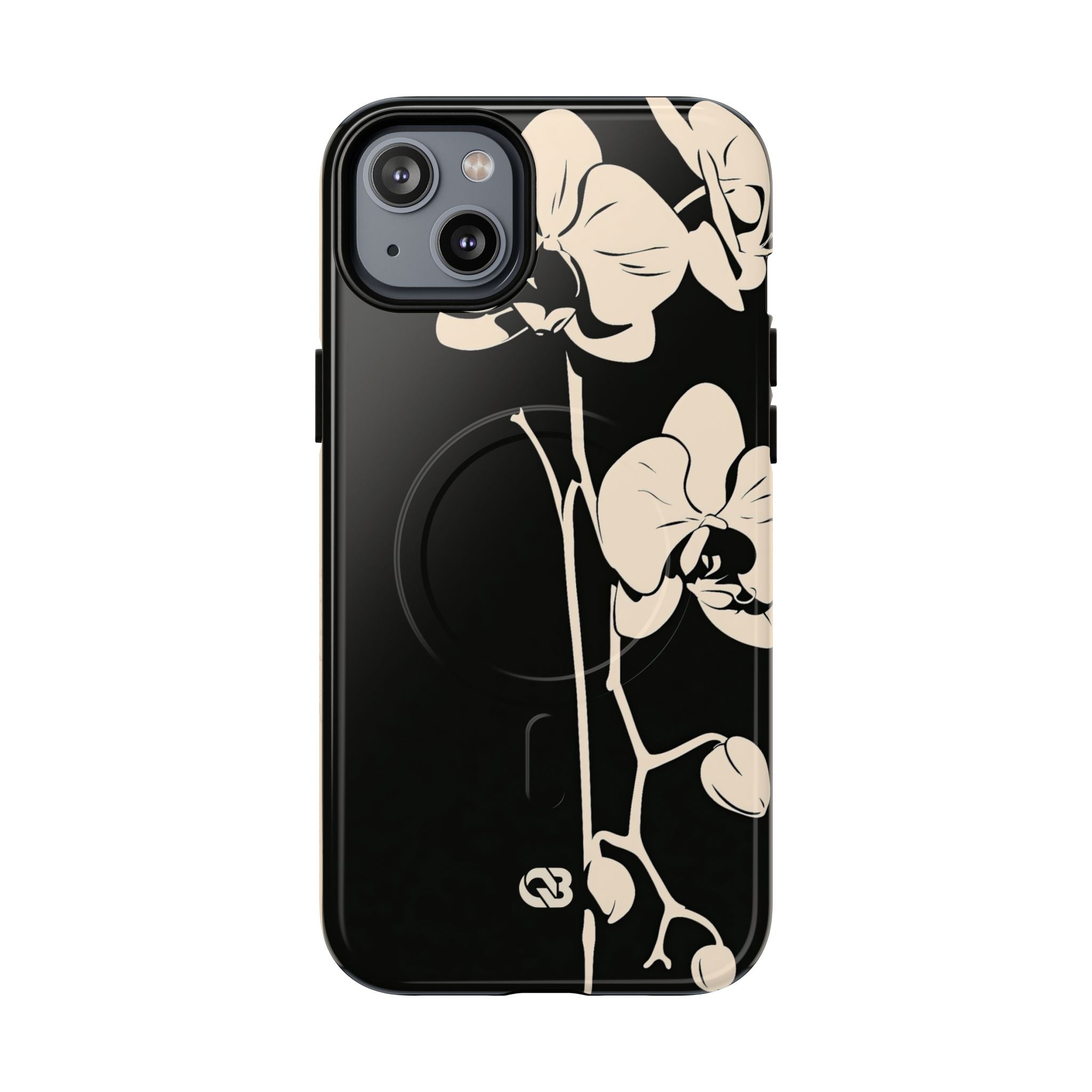 Black Tough 2.0 Magsafe Phone Case for iPhone - Obsidian Bone Orchid