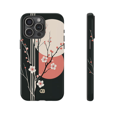 Black Tough Phone Case for iPhone - Kyoto Midnight Blossom