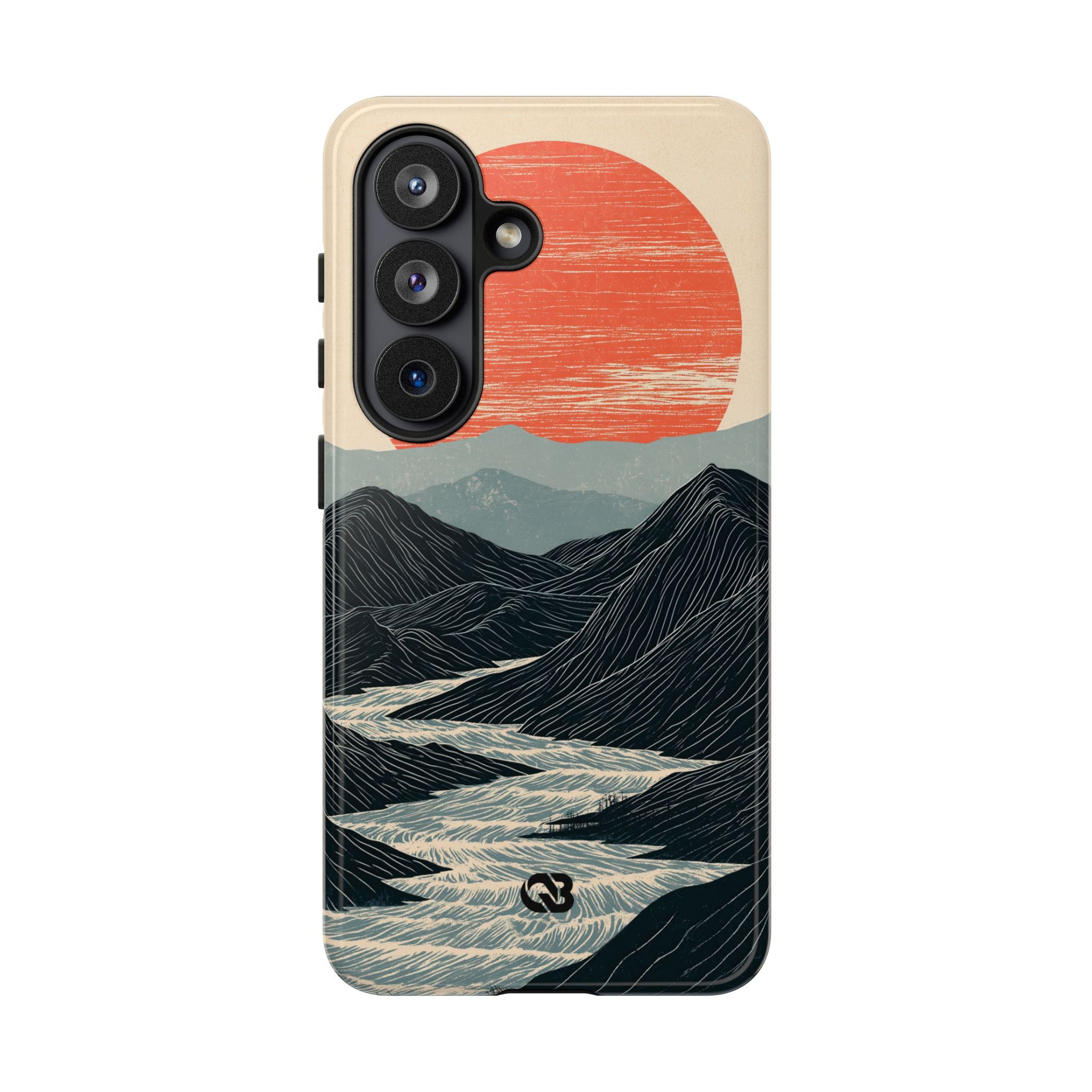 Beige Tough Phone Case for Samsung - Crimson Ridge Flow
