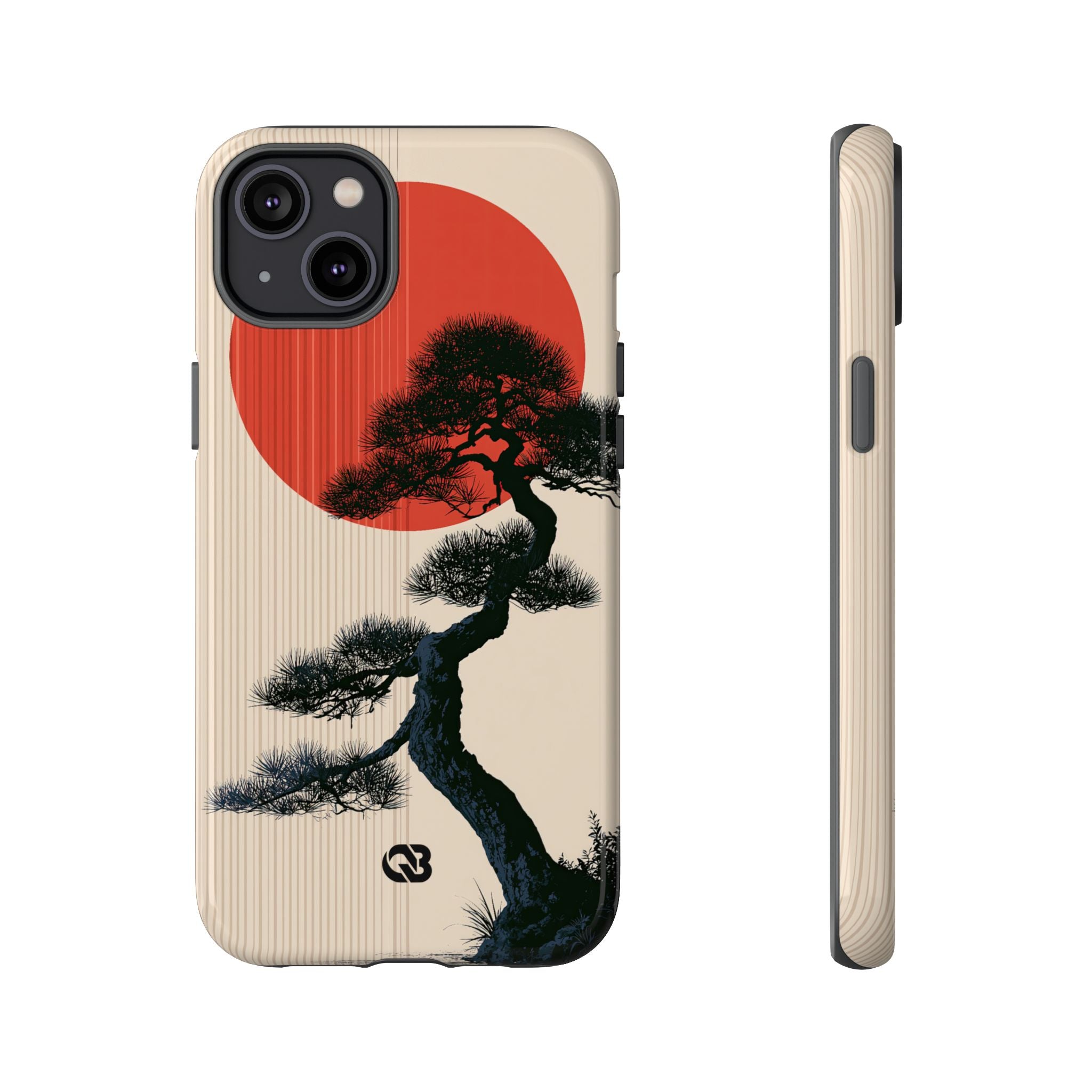Beige Tough Phone Case for iPhone - Kyoto Crimson Pine