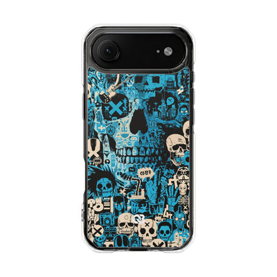 Electric Skull Graffiti · Clear Impact Magnetic Phone Case for iPhone · Blue