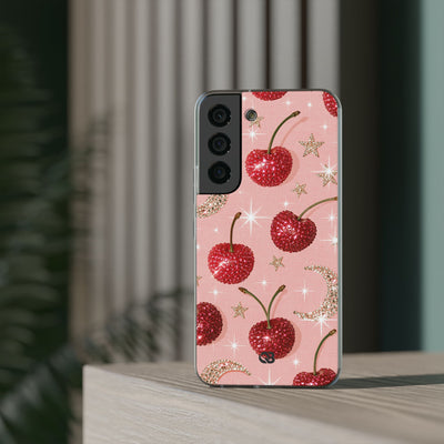 Bedazzled Ruby Cherries · Lite Phone Case for Samsung · Pink