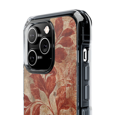 Terracotta Botanical Fresco · Clear Impact Magnetic Phone Case for iPhone · Red
