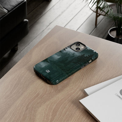 Green Tough Phone Case for iPhone - Misty Evergreen Mirror