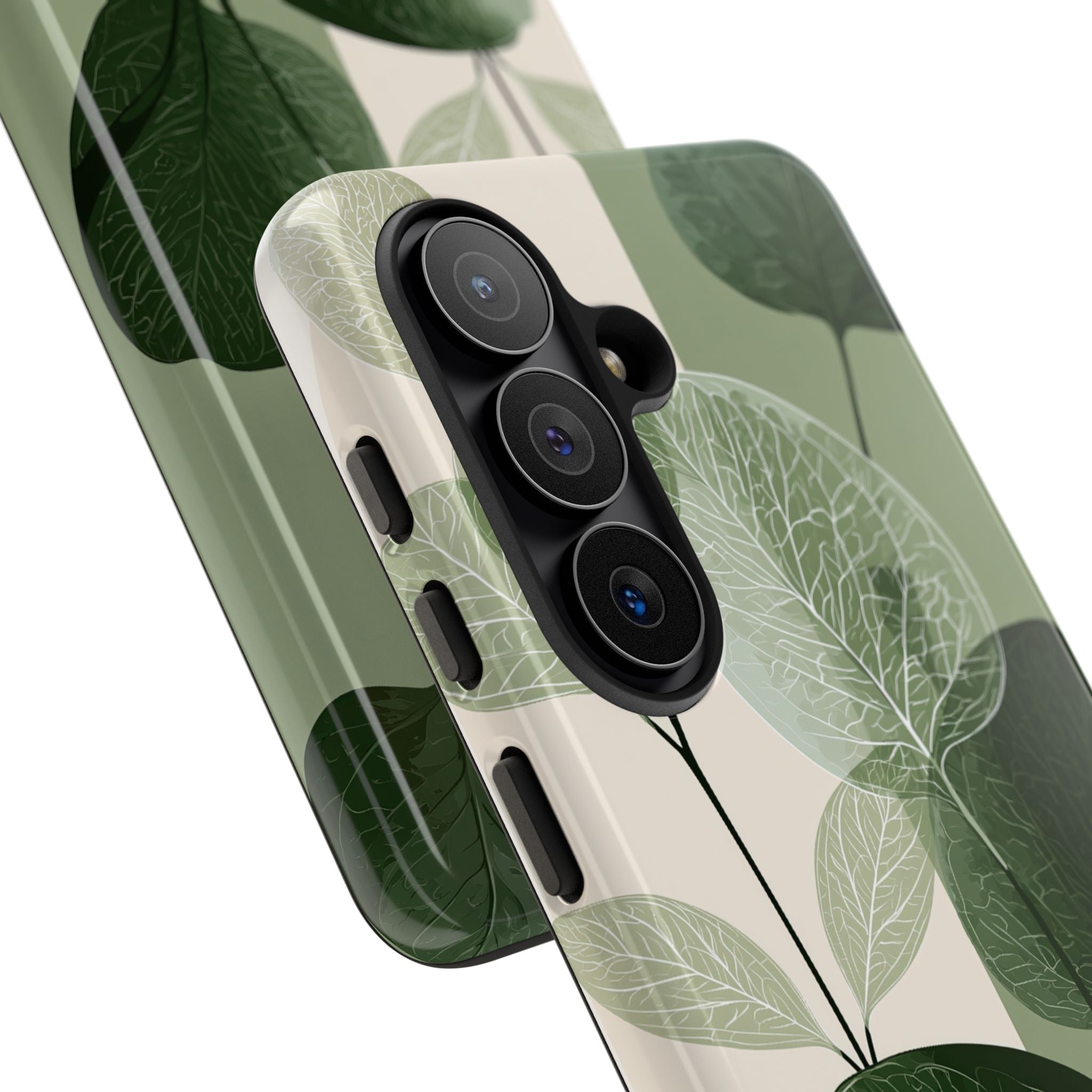 Green Tough Phone Case for Samsung - Sage Leaf Skeletals