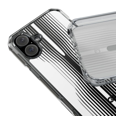 White Impact MagSafe Phone Case for iPhone - Kinetic Mono Distortion