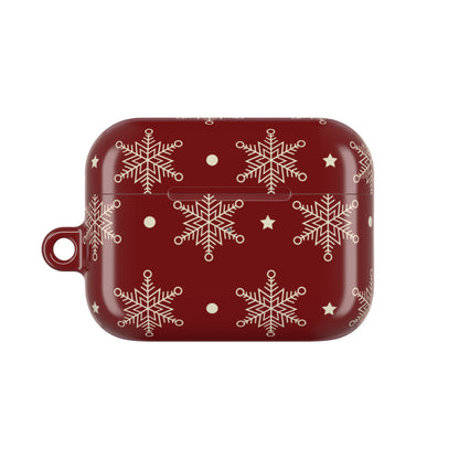 Cream Snowflakes Crimson - AirPods Case