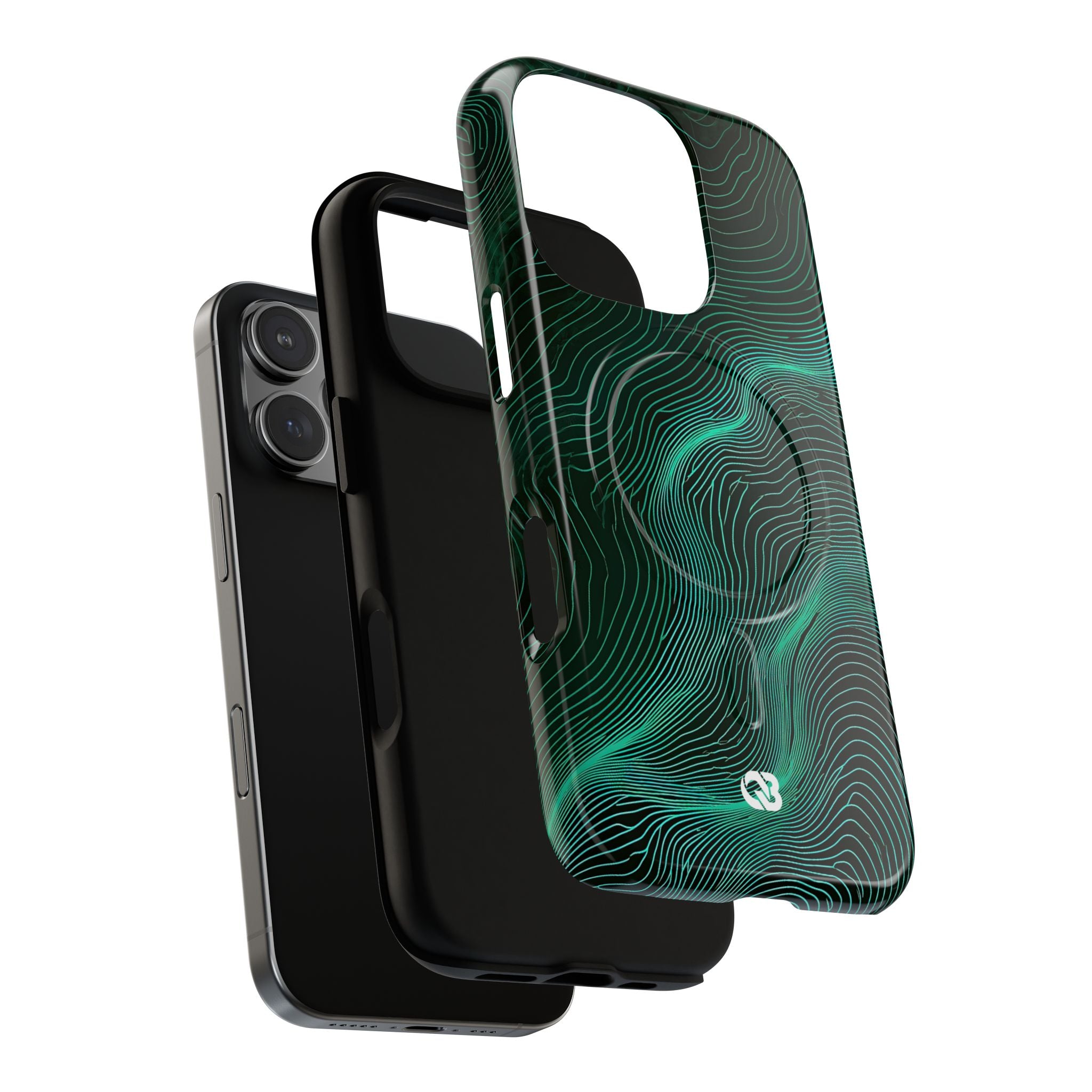 Teal Tough 2.0 Magsafe Phone Case for iPhone - Neon Jade Contour