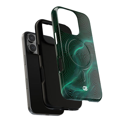 Teal Tough 2.0 Magsafe Phone Case for iPhone - Neon Jade Contour