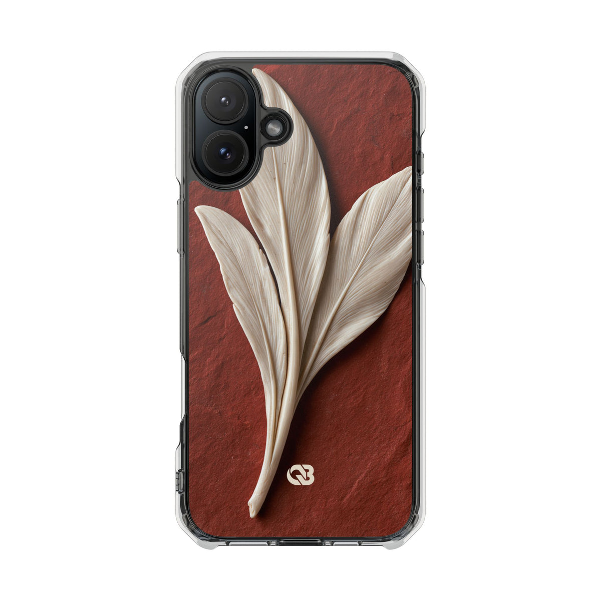 Carved Ivory Plume · Clear Impact Magnetic Phone Case for iPhone · Red