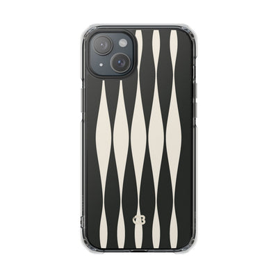 Black Impact MagSafe Phone Case for iPhone - Ivory Spindle Grid