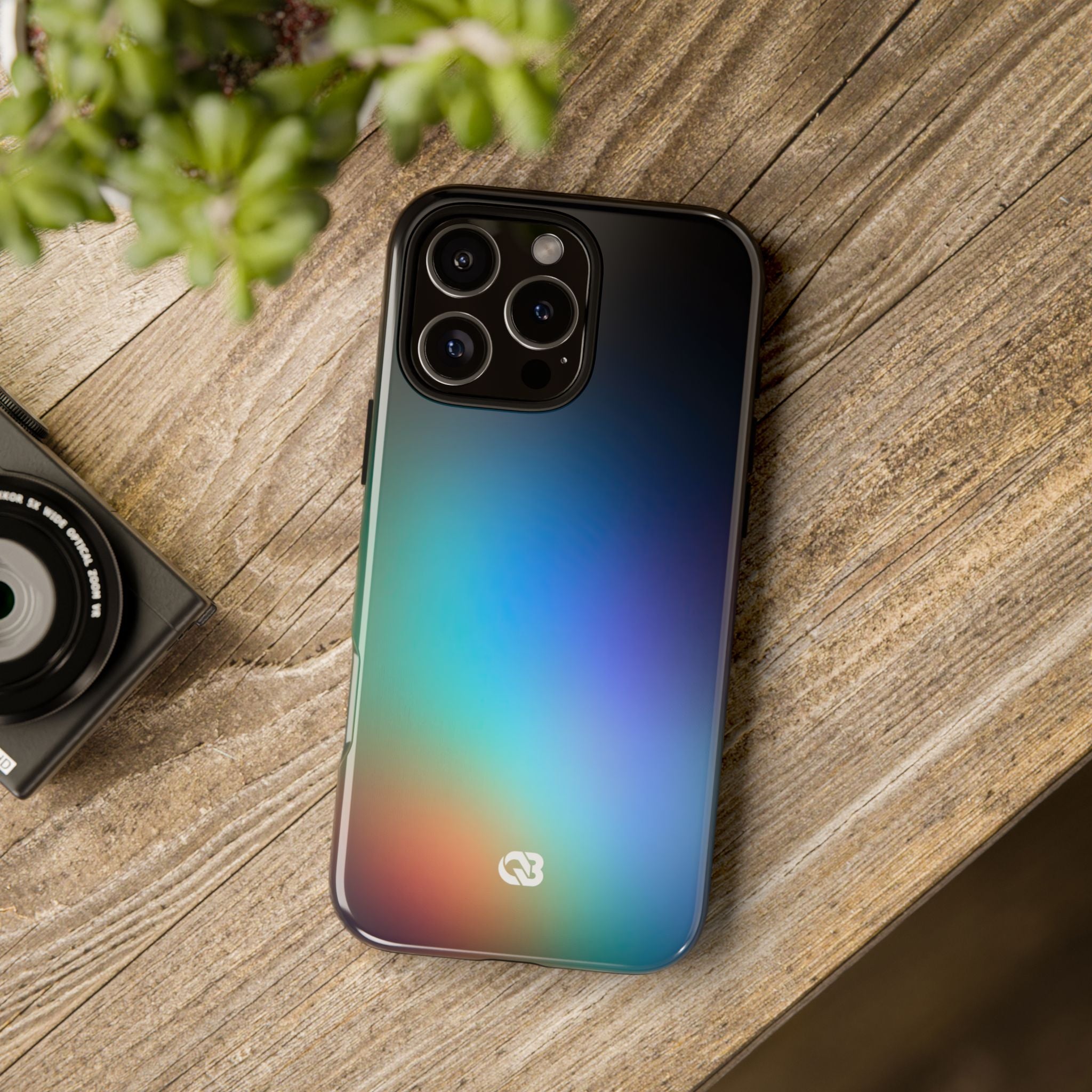 Black Tough Phone Case for iPhone - Electric Prism Grain