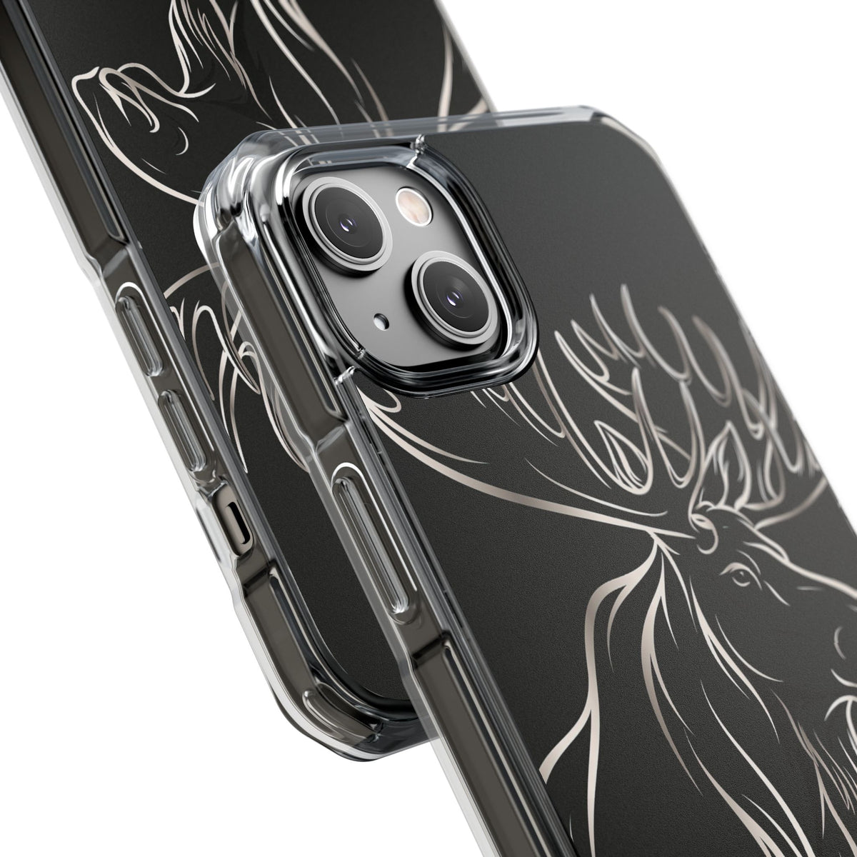 Nordic Moose Contour · Clear Impact Magnetic Phone Case for iPhone · Black