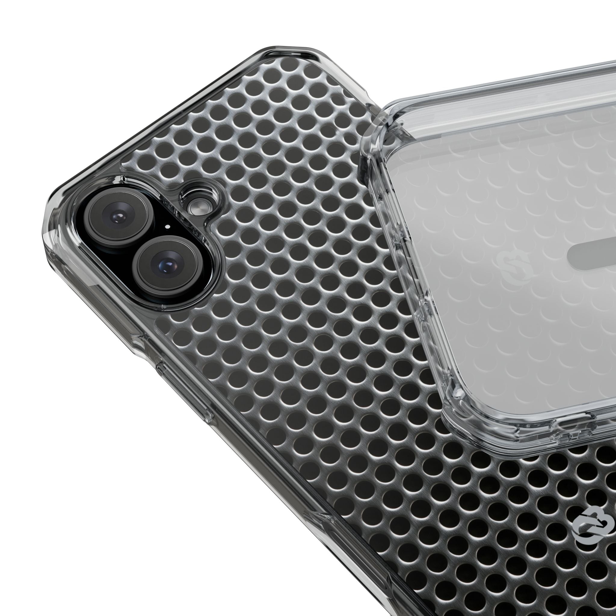 Silver Impact MagSafe Phone Case for iPhone - Brutalist Steel Mesh