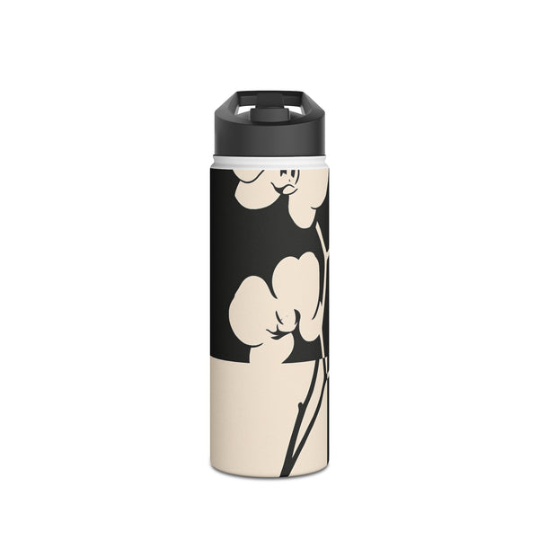Geometric Orchid Bloom · Insulated Water Bottle · Black