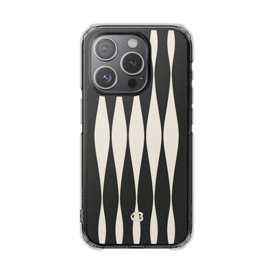Black Impact MagSafe Phone Case for iPhone - Ivory Spindle Grid