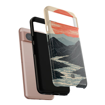 Beige Tough Phone Case for Google Pixel - Crimson Ridge Flow