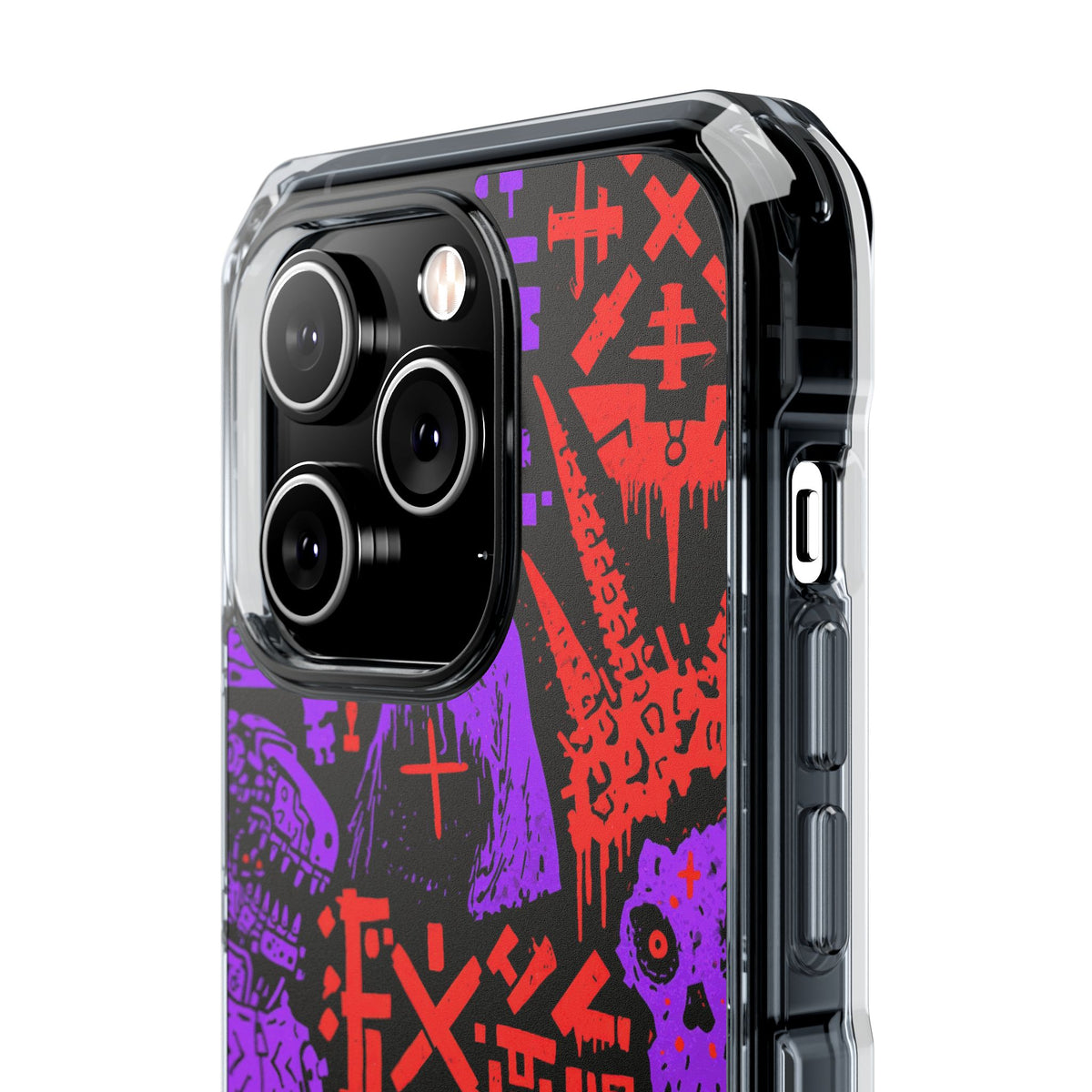 Underground Cyber Glyphs · Clear Impact Magnetic Phone Case for iPhone · Black