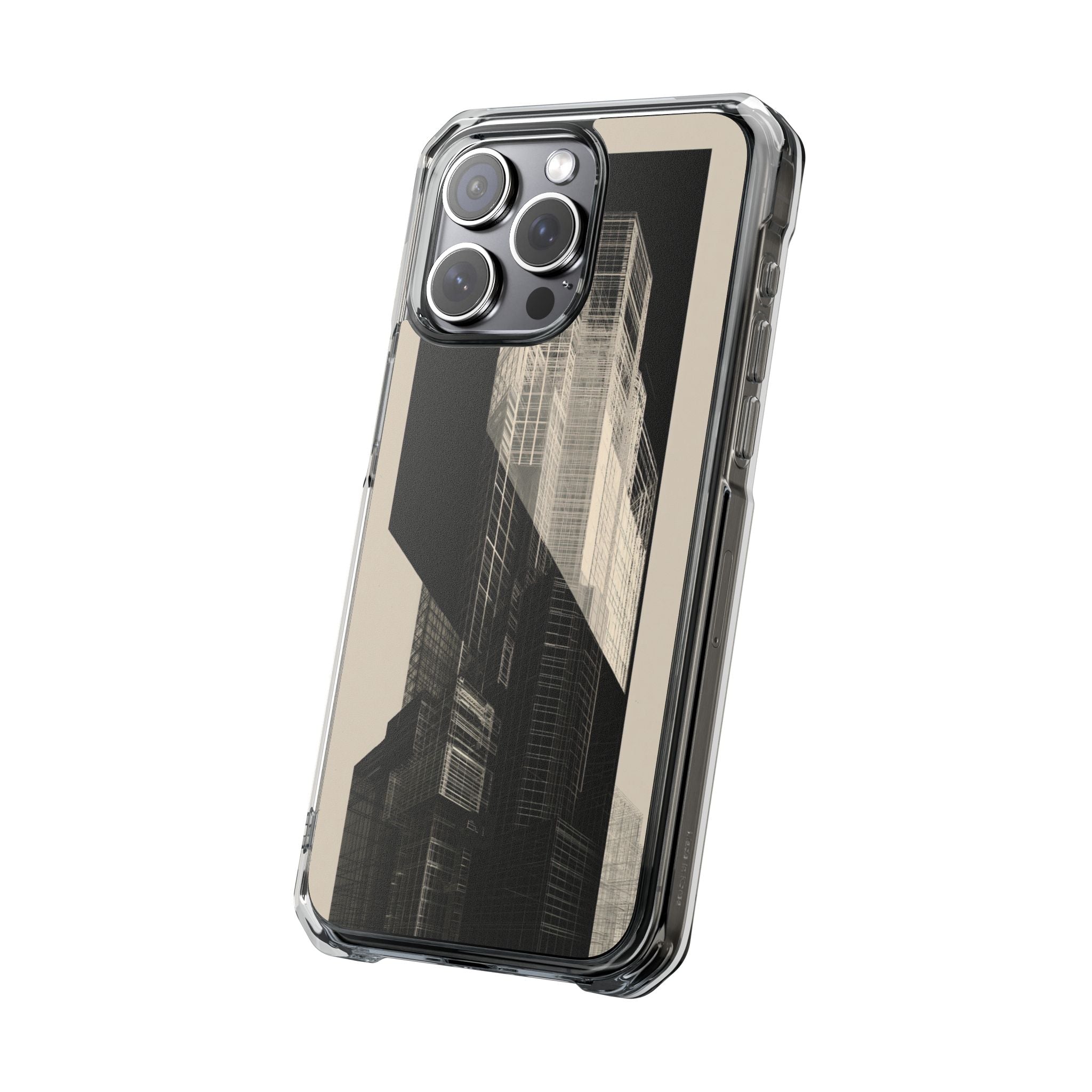 Beige Impact MagSafe Phone Case for iPhone - Monolith Urban Grid