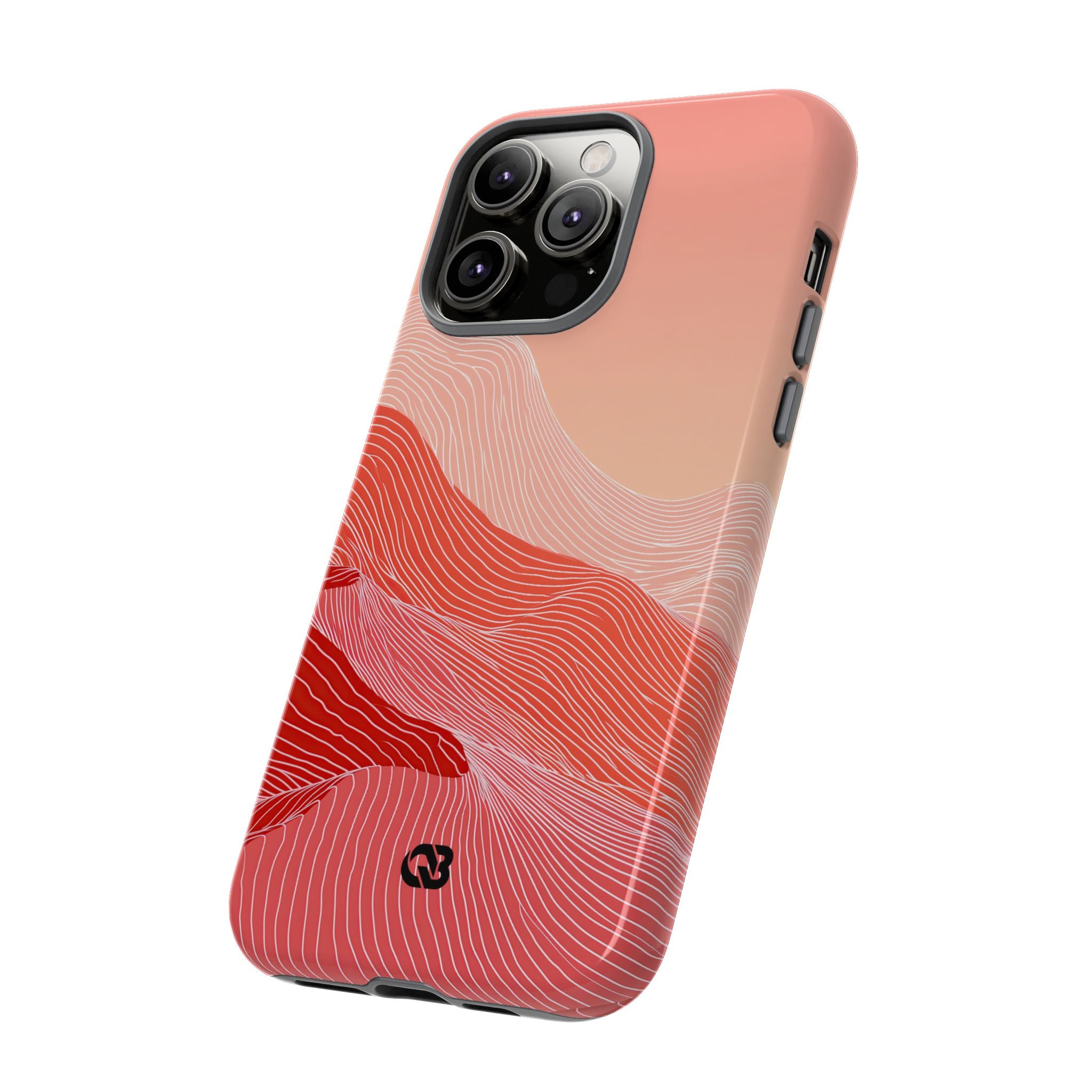 Red Tough Phone Case for iPhone - Crimson Ridge Contour