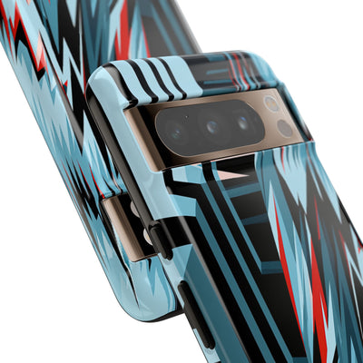 Blue Tough Phone Case for Google Pixel - Glitch Peak Cyan