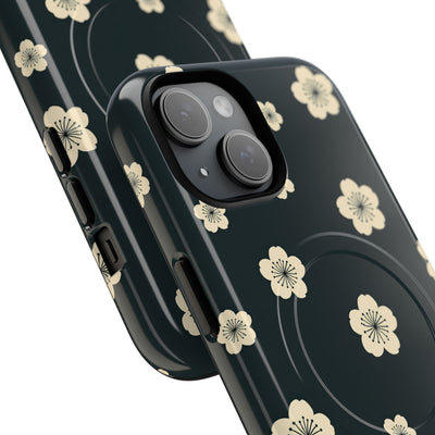 Teal Tough 2.0 Magsafe Phone Case for iPhone - Obsidian Cream Petals
