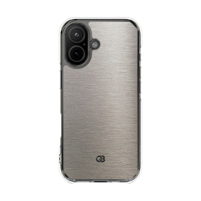 Brushed Silver Alloy · Clear Impact Magnetic Phone Case for iPhone ·  Silver