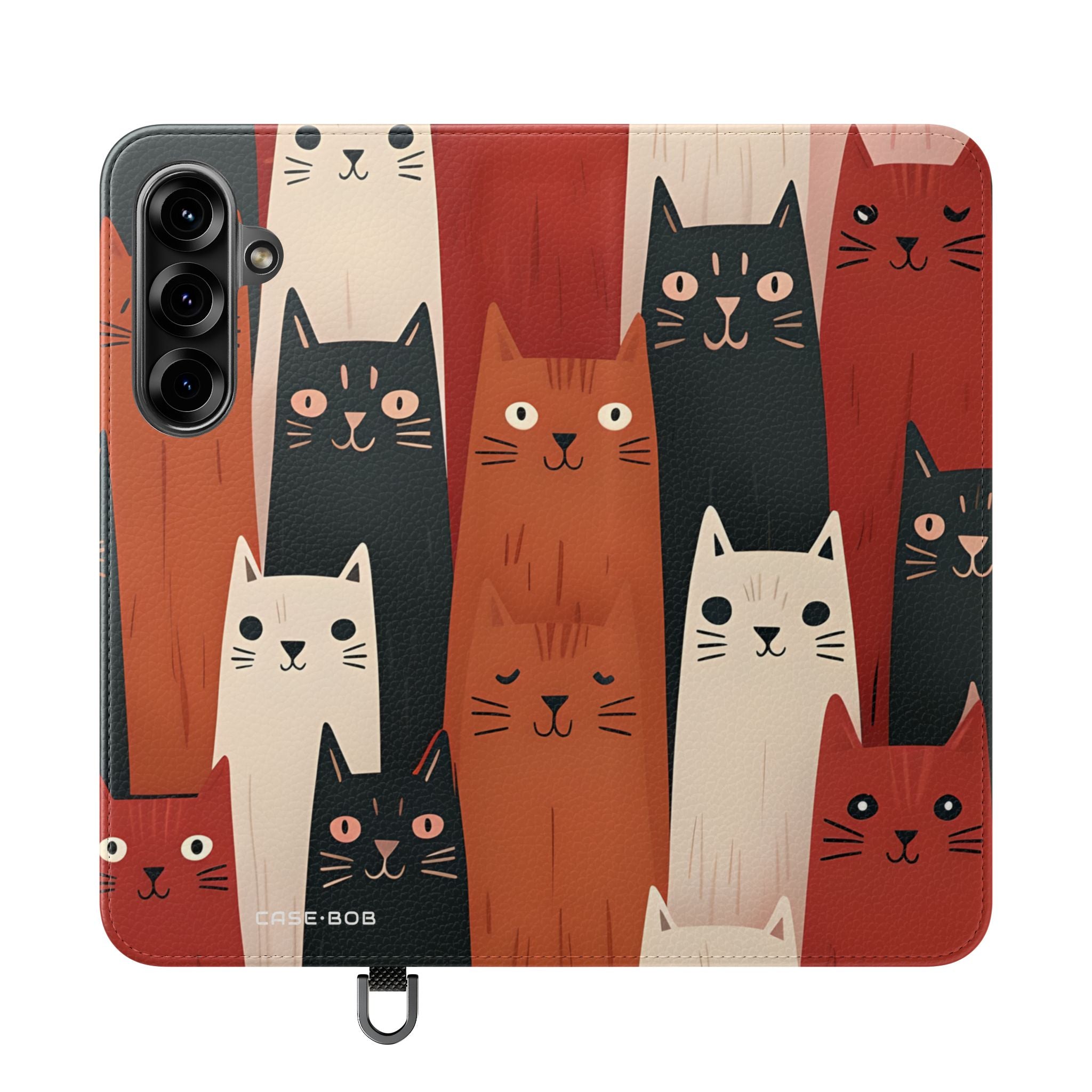 Cat Columns Orange - Samsung S25+ Case - Wallet