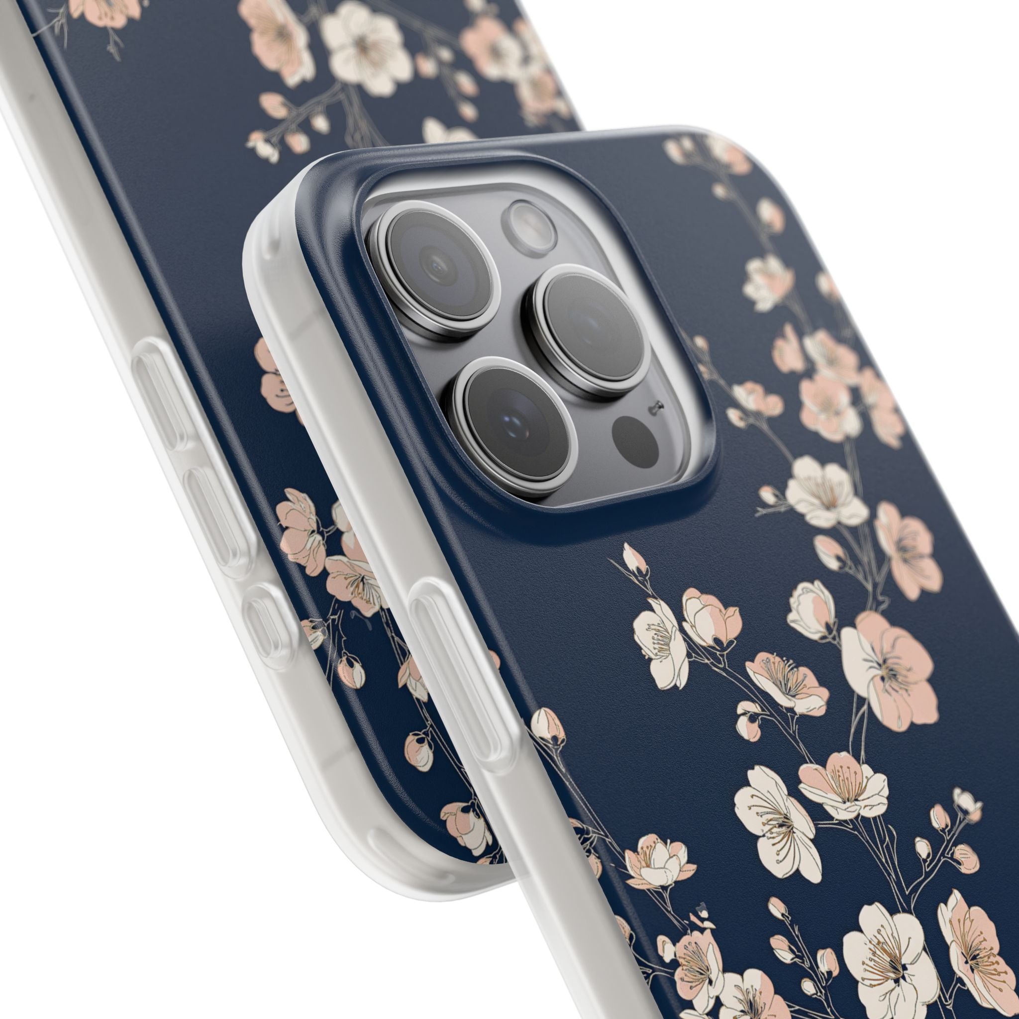 Blue Lite Phone Case for iPhone - Midnight Peach Sakura