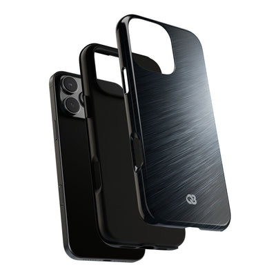 Grey Tough Phone Case for iPhone - Charcoal Brushed Steel