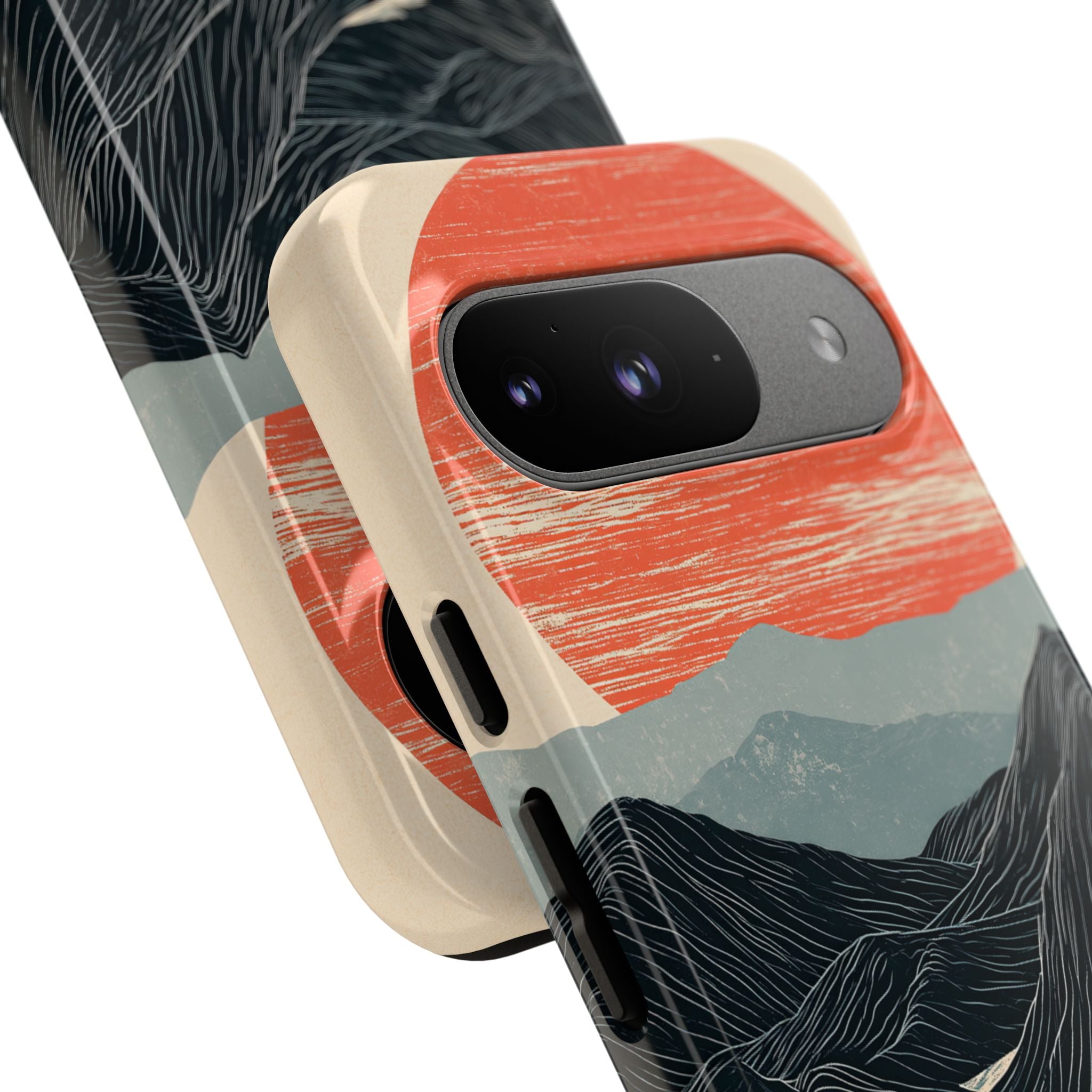 Beige Tough Phone Case for Google Pixel - Crimson Ridge Flow