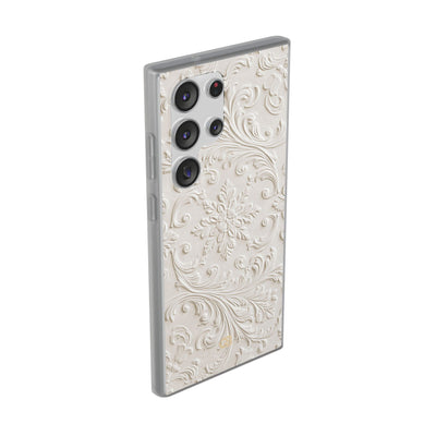 White Lite Phone Case for Samsung - Alabaster Floral Relief