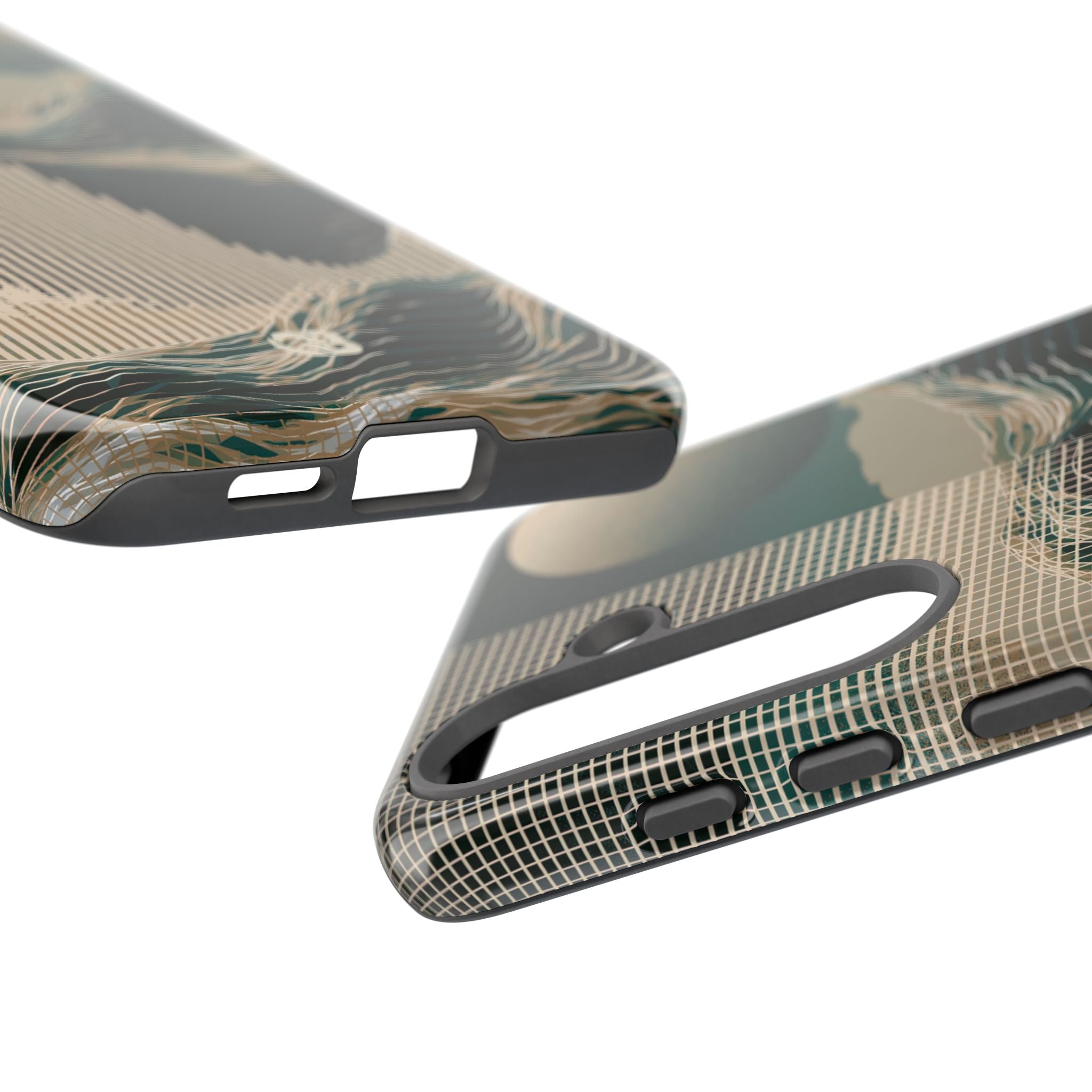 Green Tough Phone Case for Samsung - Lunar Moss Topography