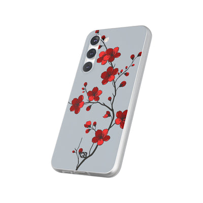 Grey Lite Phone Case for Samsung - Crimson Blossom Onyx