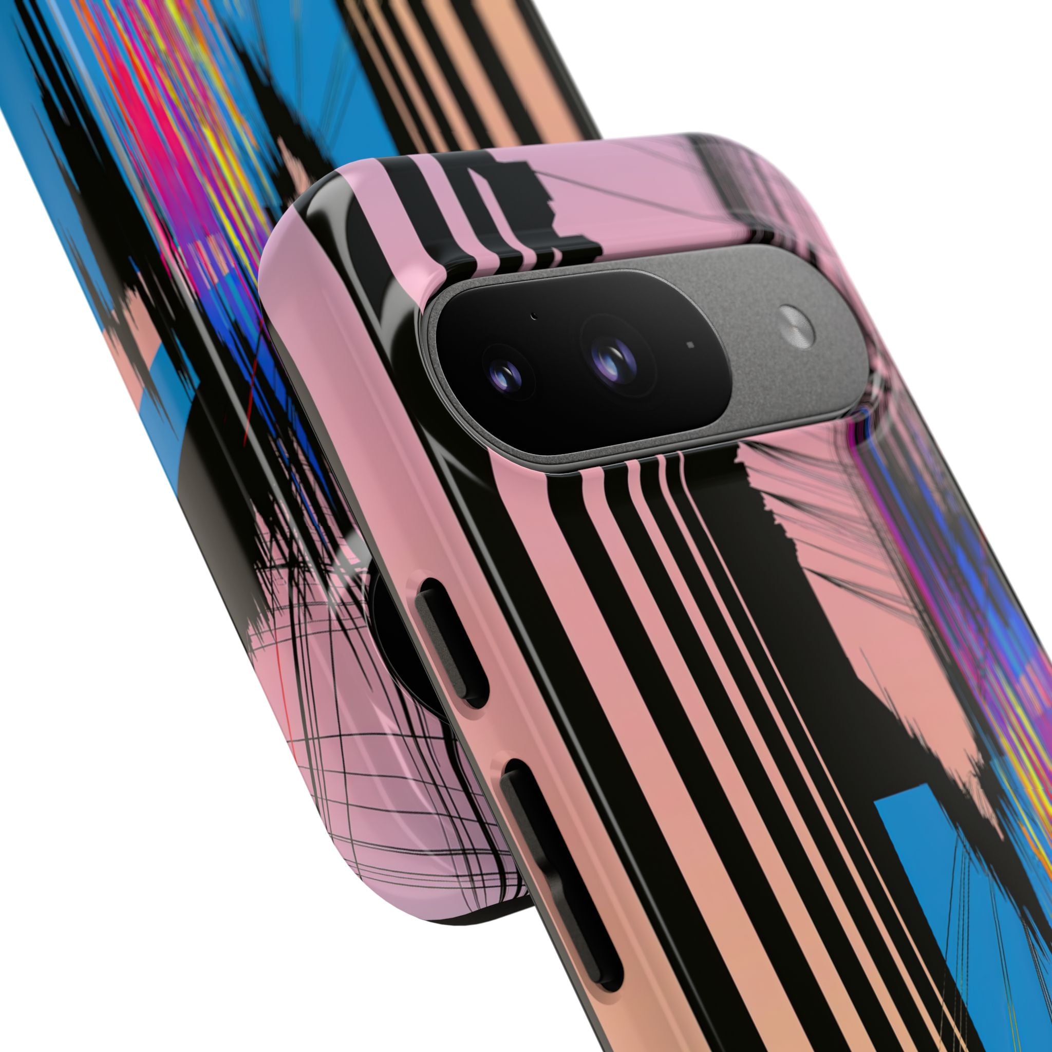 Blue Tough Phone Case for Google Pixel - Fractured Data Skyline
