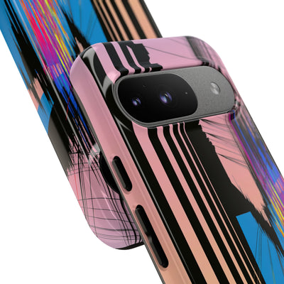 Blue Tough Phone Case for Google Pixel - Fractured Data Skyline