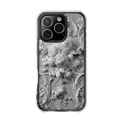 Rococo Marble Rose · Clear Impact Magnetic Phone Case for iPhone · White