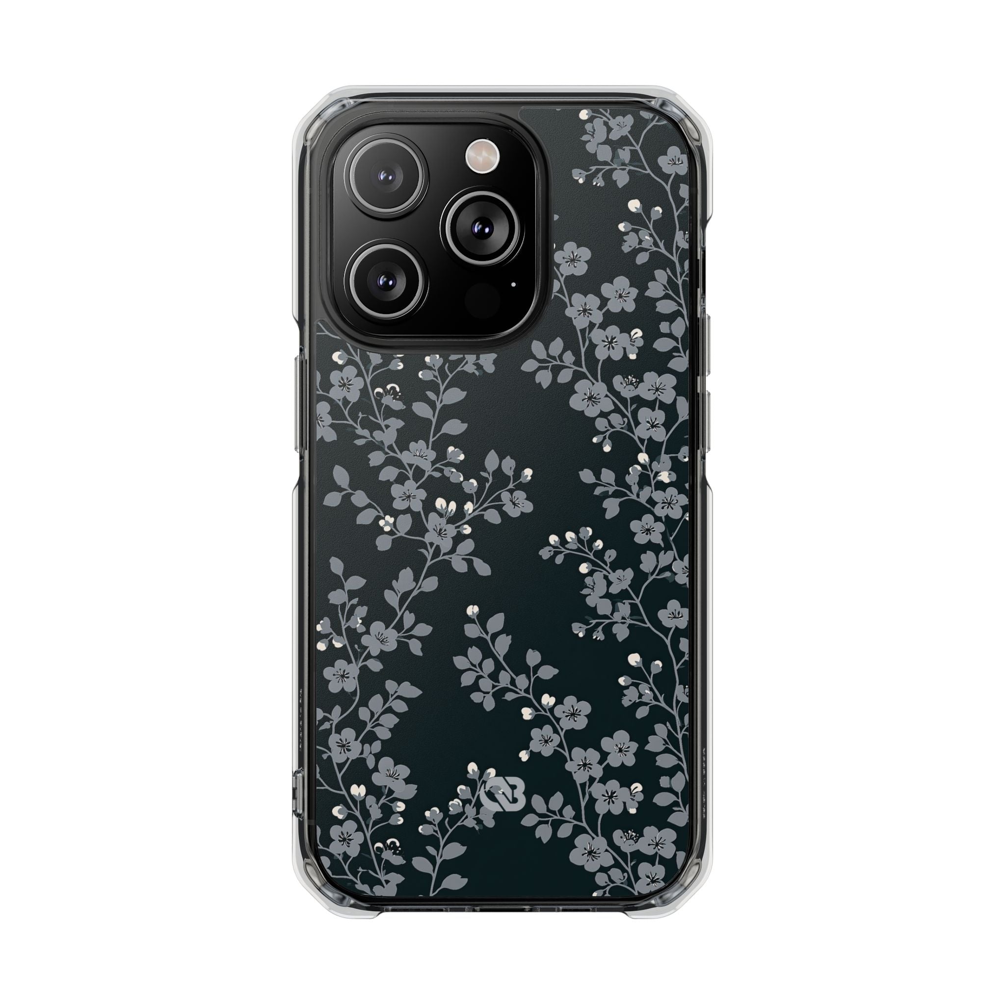 Black Impact MagSafe Phone Case for iPhone - Midnight Slate Blossom