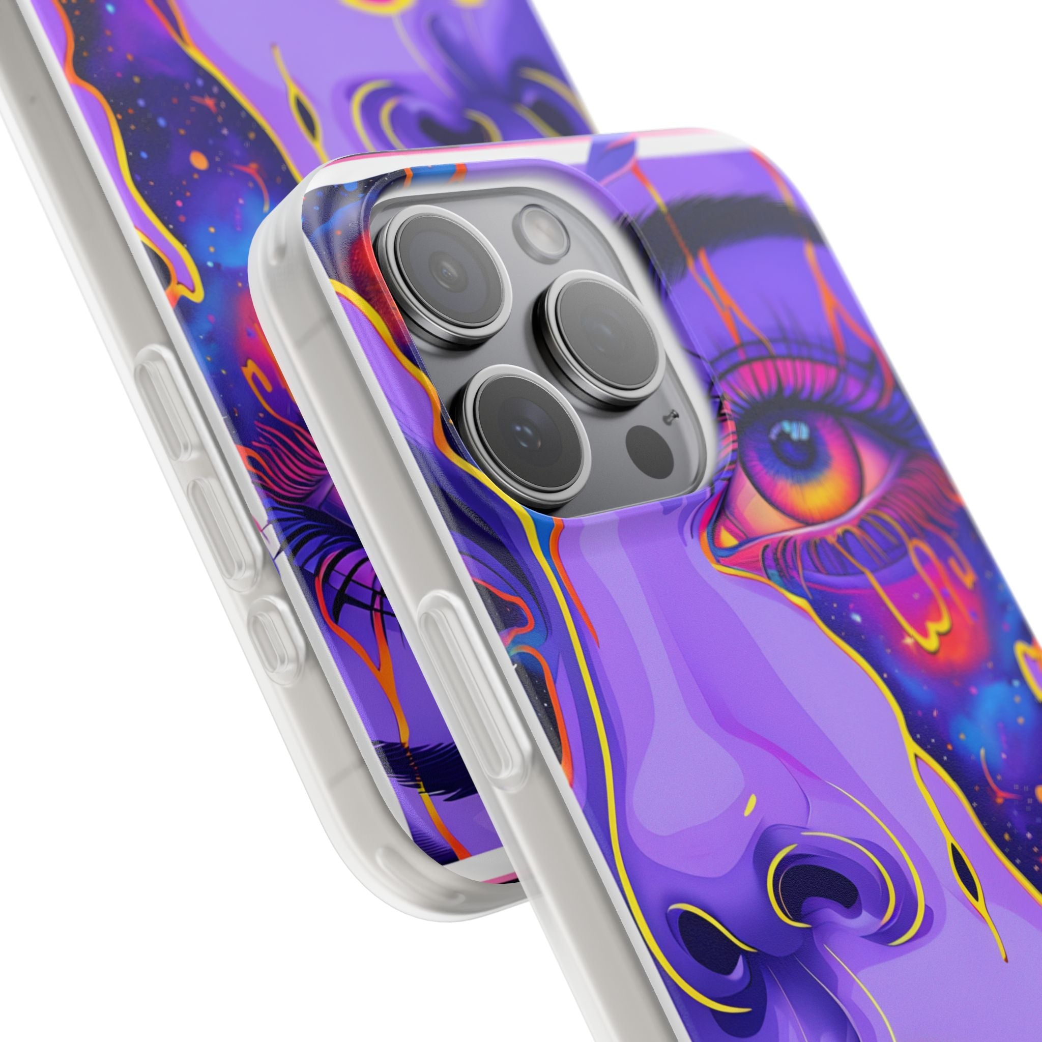 Violet Cosmic Gaze · Soft Custodia per iPhone
