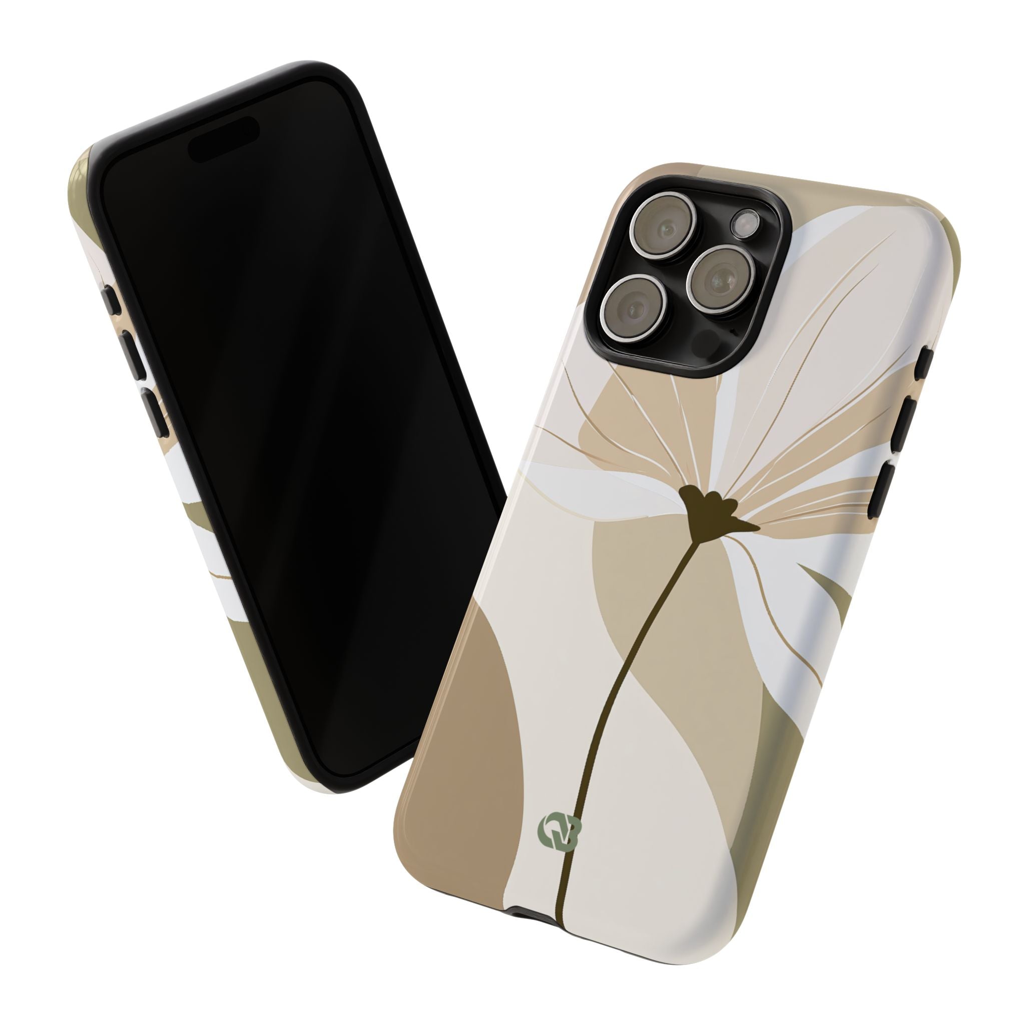 Beige Tough Phone Case for iPhone - Sage Linen Magnolia