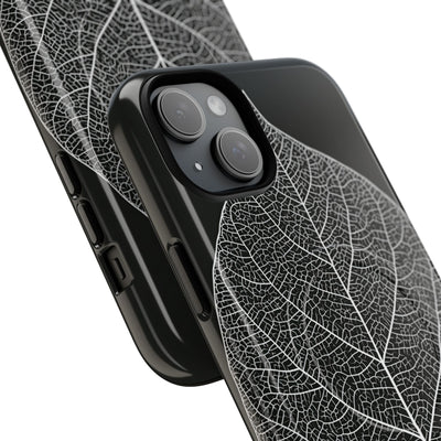 Black Tough 2.0 Magsafe Phone Case for iPhone - Bleached Leaf Lattice