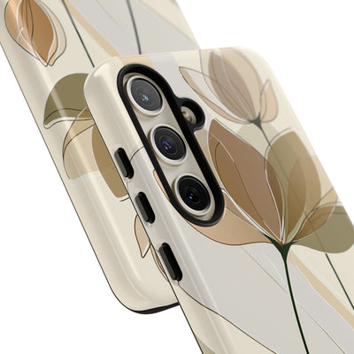 Beige Tough Phone Case for Samsung - Muted Ochre Petals