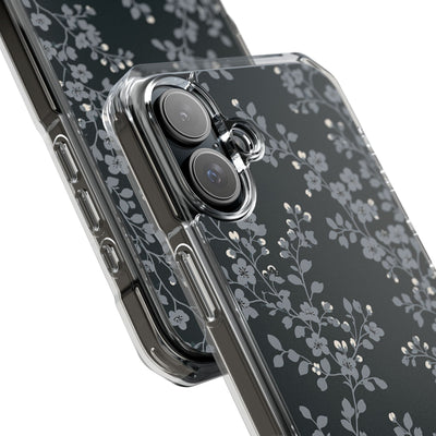 Black Impact MagSafe Phone Case for iPhone - Midnight Slate Blossom