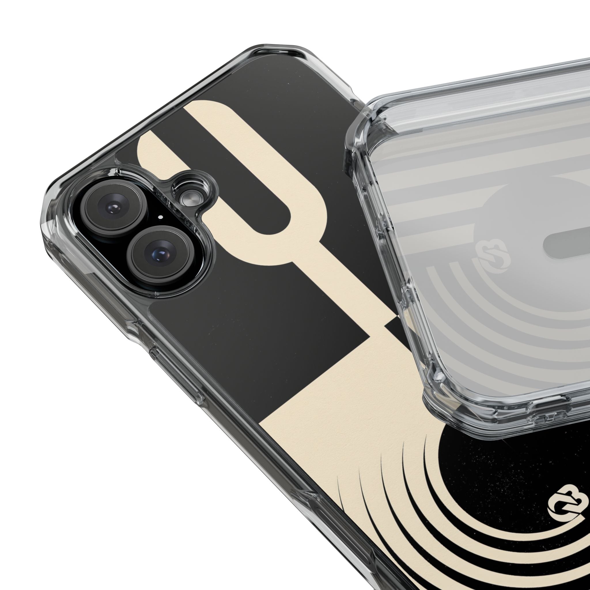 Black Impact MagSafe Phone Case for iPhone - Ivory Signal Grid